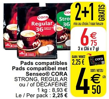 Promoties Pads compatibles pads compatibel met senseo cora strong regular ou - of décaféiné - Huismerk - Cora - Geldig van 18/01/2022 tot 24/01/2022 bij Cora