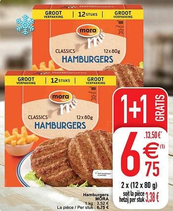 Promoties Hamburgers mora - Mora - Geldig van 18/01/2022 tot 24/01/2022 bij Cora