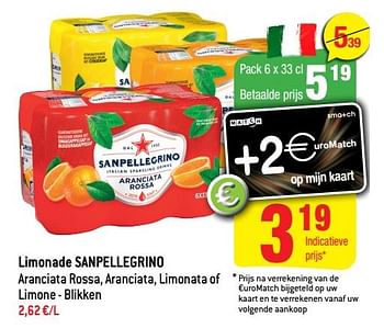 Promoties Limonade sanpellegrino - Sanpellegrino - Geldig van 19/01/2022 tot 25/01/2022 bij Smatch