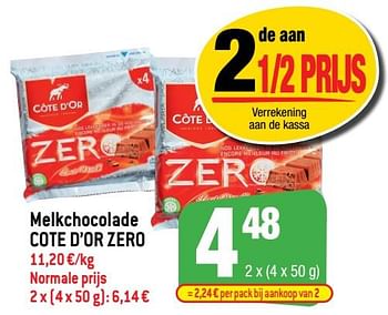 Promoties Melkchocolade cote d’or zero - Cote D'Or - Geldig van 19/01/2022 tot 25/01/2022 bij Smatch