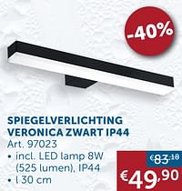 Spiegelverlichting veronica zwart ip44-Huismerk - Zelfbouwmarkt