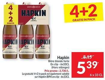 Promoties Hapkin bière blonde forte - Hapkin - Geldig van 18/01/2022 tot 23/01/2022 bij Intermarche