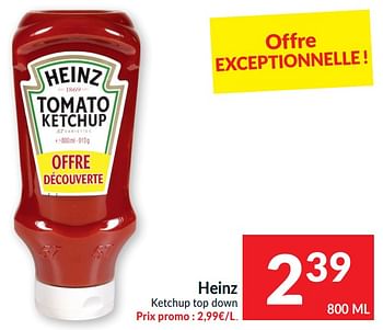 Promotions Heinz ketchup top down - Heinz - Valide de 18/01/2022 à 23/01/2022 chez Intermarche