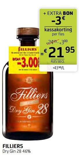 Promoties Filliers dry gin 28 46% - Filliers - Geldig van 14/01/2022 tot 27/01/2022 bij BelBev