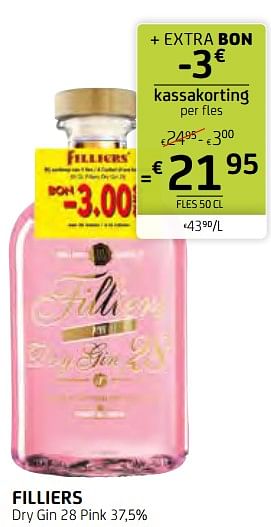 Promoties Filliers dry gin 28 pink 37,5% - Filliers - Geldig van 14/01/2022 tot 27/01/2022 bij BelBev