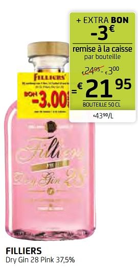 Promotions Filliers dry gin 28 pink 37,5% - Filliers - Valide de 14/01/2022 à 27/01/2022 chez BelBev