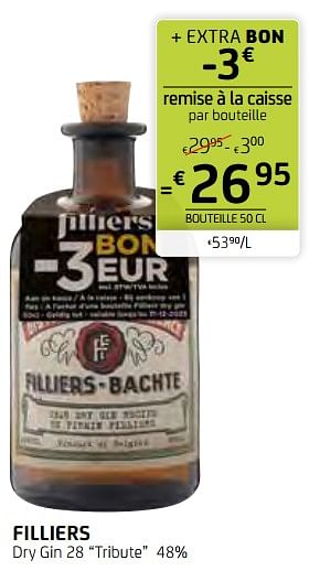 Promotions Filliers dry gin 28 “tribute” 48% - Filliers - Valide de 14/01/2022 à 27/01/2022 chez BelBev