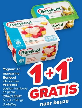 Promoties Yoghurt framboos en perzik - Benecol - Geldig van 19/01/2022 tot 24/01/2022 bij Carrefour