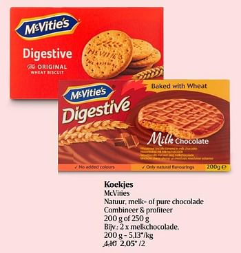 Promotions Koekjes mcvities melkchocolade - McVitie's - Valide de 20/01/2022 à 26/01/2022 chez Delhaize