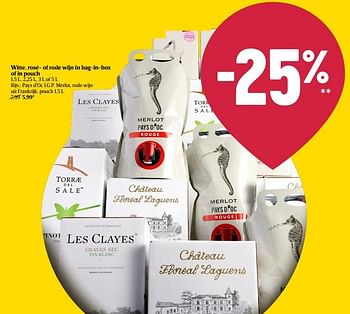 Promoties Pays d`oc i.g.p. merlot rode wijn uit frankrijk pouch - Rode wijnen - Geldig van 20/01/2022 tot 26/01/2022 bij Delhaize
