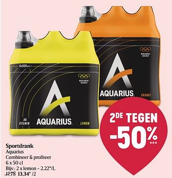 Promotions Sportdrank aquarius lemon - Aquarius - Valide de 20/01/2022 à 26/01/2022 chez Delhaize