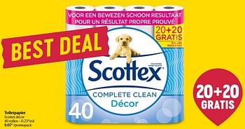 Promotions Toiletpapier scottex décor - Scottex - Valide de 20/01/2022 à 26/01/2022 chez Delhaize