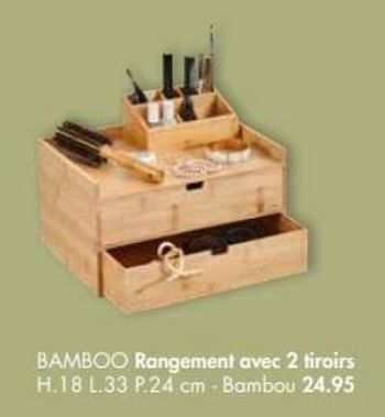 Promotions Bamboo rangement avec 2 tiroirs - Produit maison - Casa - Valide de 10/01/2022 à 13/02/2022 chez Casa