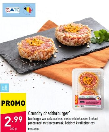Promoties Crunchy cheddarburger - Huismerk - Aldi - Geldig van 24/01/2022 tot 04/02/2022 bij Aldi