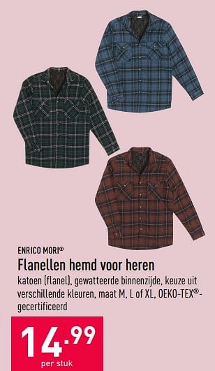 Promoties Flanellen hemd voor heren - Enrico Mori - Geldig van 24/01/2022 tot 04/02/2022 bij Aldi