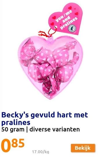 Promoties Becky`s gevuld hart met pralines - Becky's - Geldig van 19/01/2022 tot 25/01/2022 bij Action