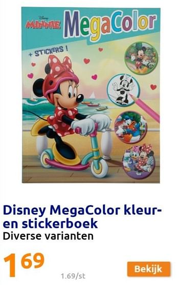 Promoties Disney megacolor kleur- en stickerboek - Disney - Geldig van 19/01/2022 tot 25/01/2022 bij Action