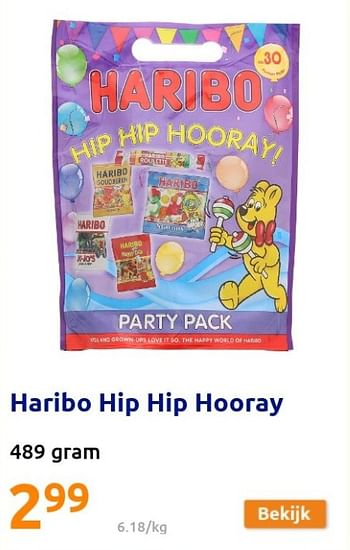 Promoties Haribo hip hip hooray - Haribo - Geldig van 19/01/2022 tot 25/01/2022 bij Action