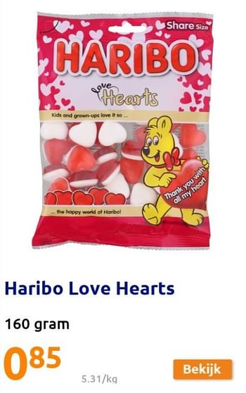 Promoties Haribo love hearts - Haribo - Geldig van 19/01/2022 tot 25/01/2022 bij Action