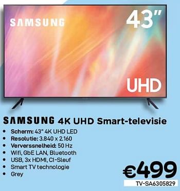 Promotions Samsung 4k uhd smart-televisie tv-sa6305829 - Samsung - Valide de 03/01/2022 à 28/01/2022 chez Compudeals