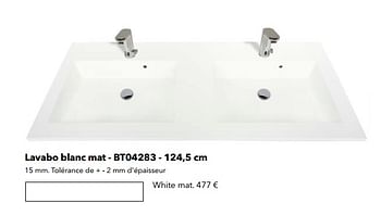 Promotions Lavabos lavabo blanc mat - bt04283 white mat - Huismerk - Kvik - Valide de 01/01/2022 à 31/12/2022 chez Kvik Keukens