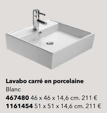 Promotions Lavabos lavabo carré en porcelaine 467480 - Huismerk - Kvik - Valide de 01/01/2022 à 31/12/2022 chez Kvik Keukens
