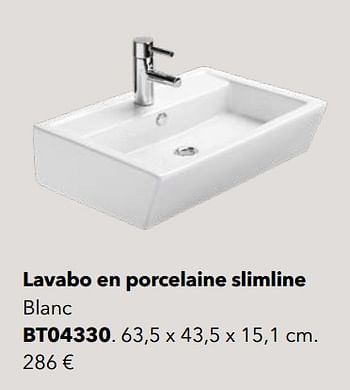 Promotions Lavabos lavabo en porcelaine slimline bt04330 - Huismerk - Kvik - Valide de 01/01/2022 à 31/12/2022 chez Kvik Keukens