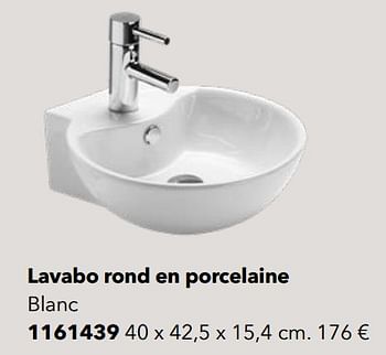 Promotions Lavabos lavabo rond en porcelaine 1161439 - Huismerk - Kvik - Valide de 01/01/2022 à 31/12/2022 chez Kvik Keukens