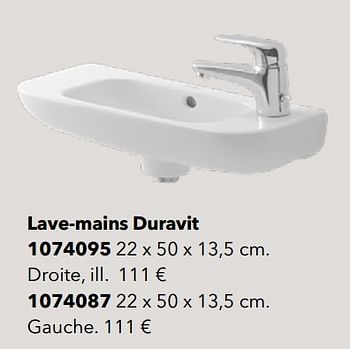 Promotions Lavabos lave-mains duravit 1074095 - Duravit - Valide de 01/01/2022 à 31/12/2022 chez Kvik Keukens
