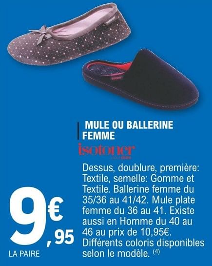 Isotoner Mule ou ballerine femme En promotion chez E.Leclerc