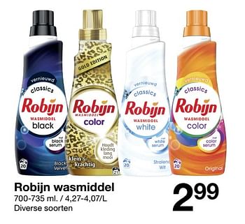 Promotions Robijn wasmiddel - Robijn - Valide de 22/01/2022 à 28/01/2022 chez Zeeman