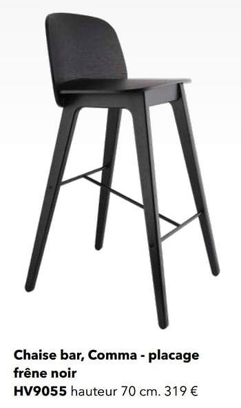 Promotions Chaise bar comma - placage frêne noir hv9055 - Huismerk - Kvik - Valide de 01/01/2022 à 31/12/2022 chez Kvik Keukens