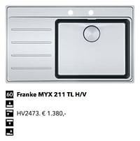 Spoelbak franke myx 211 tl h-v hv2473-Franke