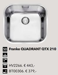 Spoelbak franke quadrant qtx 210 hv2266-Franke