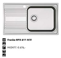 Spoelbak franke rpx 611 h-v hv2477-Franke