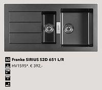 Spoelbak franke sirius s2d 651 l-r hv1595-Franke