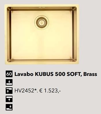 Promoties Spoelbak lavabo kubus 500 soft brass hv2452 - Huismerk - Kvik - Geldig van 01/01/2022 tot 31/12/2022 bij Kvik Keukens