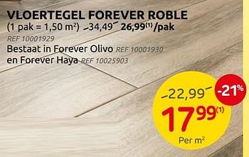 Promotions Vloertegel forever roble - Produit maison - Brico - Valide de 26/01/2022 à 07/02/2022 chez Brico