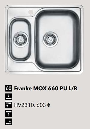 Evier franke mox 660 pu l-r hv2310