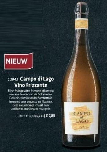 Promotions Campo di lago vino frizzante - Mousseux - Valide de 27/09/2021 à 06/03/2022 chez Bofrost