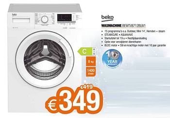 Promoties Beko wasmachine bewtv8712blw1 - Beko - Geldig van 03/01/2022 tot 31/01/2022 bij Expert