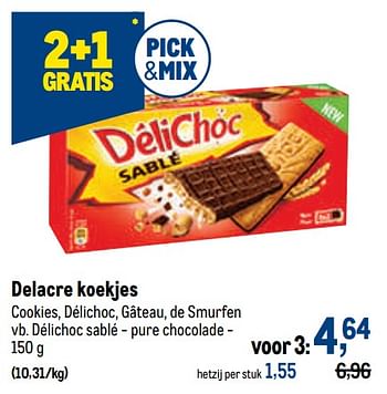 Promoties Délichoc sablé - pure chocolade - Délichoc - Geldig van 26/01/2022 tot 08/02/2022 bij Makro