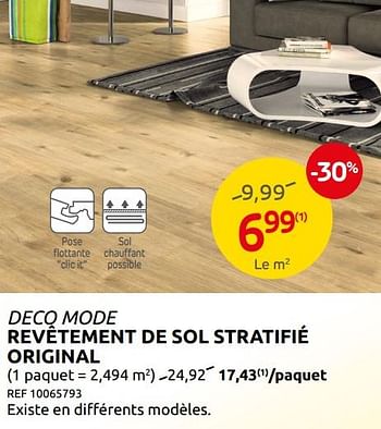 Promotions Deco mode revêtement de sol stratifié original - DecoMode - Valide de 26/01/2022 à 07/02/2022 chez Brico