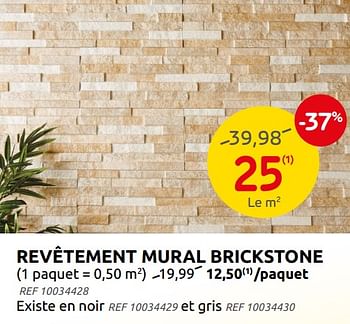 Promotions Revêtement mural brickstone - Produit maison - Brico - Valide de 26/01/2022 à 07/02/2022 chez Brico