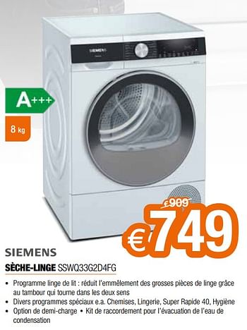 Promotions Siemens sèche-linge sswq33g2d4fg - Siemens - Valide de 03/01/2022 à 31/01/2022 chez Expert
