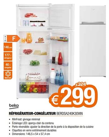 Promotions Beko réfrigérateur-congélateur berdsa240k30wn - Beko - Valide de 03/01/2022 à 31/01/2022 chez Expert