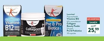 Lucovitaal Vitamine b12 collageen beauty poeder pre + probiotica - Promotie bij Holland &