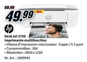 Promotions Hp deskjet 3750 imprimante multifonction - HP - Valide de 24/01/2022 à 31/01/2022 chez Media Markt