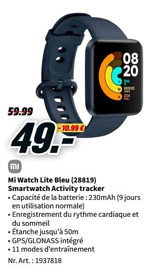 Promotions Xiaomi mi watch lite bleu 28819 smartwatch activity tracker - Xiaomi - Valide de 24/01/2022 à 31/01/2022 chez Media Markt