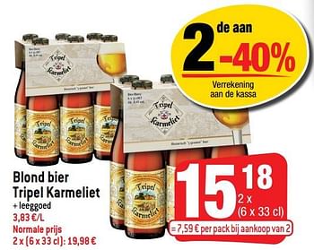 Promoties Blond bier tripel karmeliet - TRipel Karmeliet - Geldig van 26/01/2022 tot 01/02/2022 bij Smatch